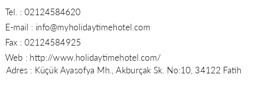 My Holiday Time Hotel telefon numaralar, faks, e-mail, posta adresi ve iletiim bilgileri